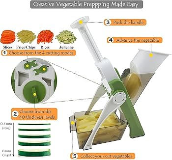 Mandoline Slicer, Slice Safe, Multifunctional Adjustable Vegetable Cutter