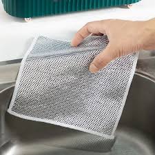 Silver Wire Rag, Double-layer Silver Cleaning Cloth Non-stick Oil Dish Towel Reusable Dish cloth (pack of 4)