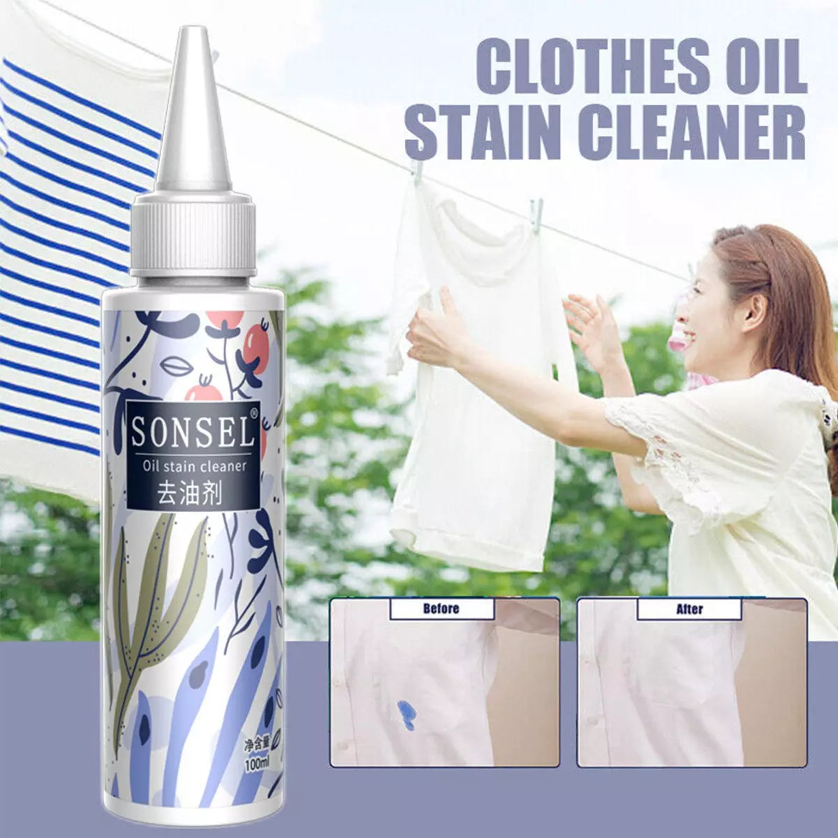 Laundry Stain Removers Clothes Oil Dirt Stain Cleaner 100ml